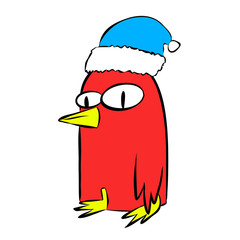 Illustration of a Cartoon Red Penguin