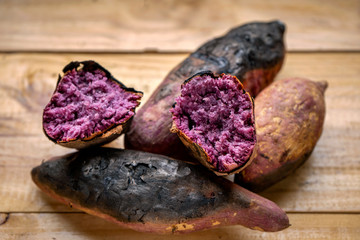 purple yam, sweet potatoes burn , Grilled Purple Potatoes,Japanese roasted sweet potato,