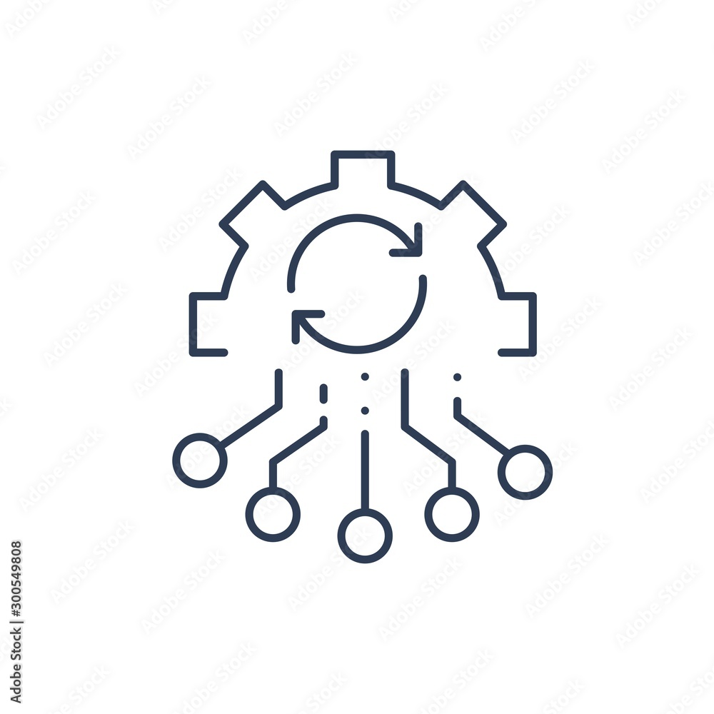 Poster digital transformation . vector linear icon on a white background.