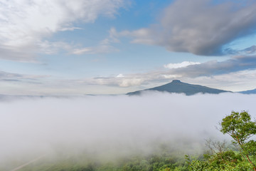 Fototapeta premium Sunrise with the mist Beautiful landscape for relaxing in thailand
