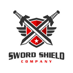 war sword shield logo design