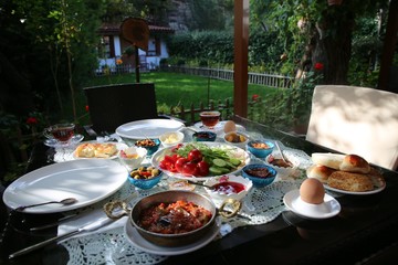 family having breakfast, morning breakfast Turkish family having breakfast