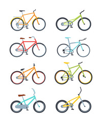 Obraz premium Variety of modern bikes flat vector illustrations set