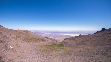 Fototapeta na wymiar Panoramic view at Alvord Lake and Alvord desert from Steens mountain summit