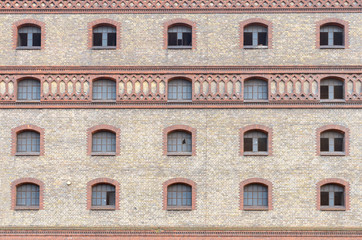 Fototapeta na wymiar Exterior of a brick factory or commercial building