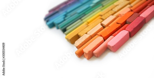 Colorful Chalk Pastel Rainbow Unicorn Color Vivid Vibrant Art Supplies For Kid S Art Painting Education Classroom In School Lgbt Flag Freedom Equality And Happy Life Concept On White Background Wall Mural Toxiccat