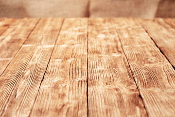 Wooden plank background in perspective for placement. Copy space.