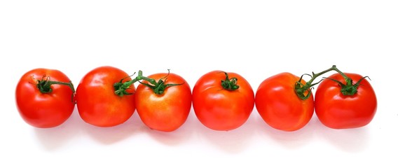 Tomato red color isolated white background, fresh tomato with water drops skin, organic fruit vegetable for cooking in kitchen