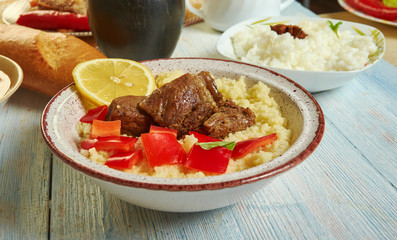 Senegalese couscous with beef and vegetable sauce