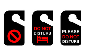 Do Not Disturb sign set - Hotel Door Warning Messages isolated on white background