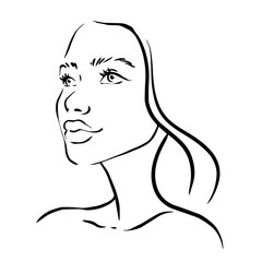  Doodle sketch face of a beautiful girl. Full face illustration, gender faces for your advertising, layout.