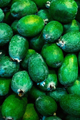 fresh feijoa fruits on a street market