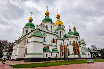 Fototapeta na wymiar Kiev,Ukraine St Sophia's Cathedral The cathedral was built over nine centuries and is a great example of Byzantine and Ukrainian Baroque architecture.