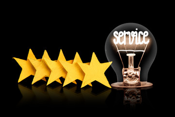 Light Bulb and stars with Service Concept