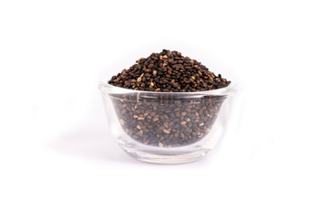 Fototapeta na wymiar Close up organic black sesame seeds in