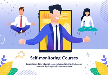Self-Monitoring Courses Flat Vector Promo Banner
