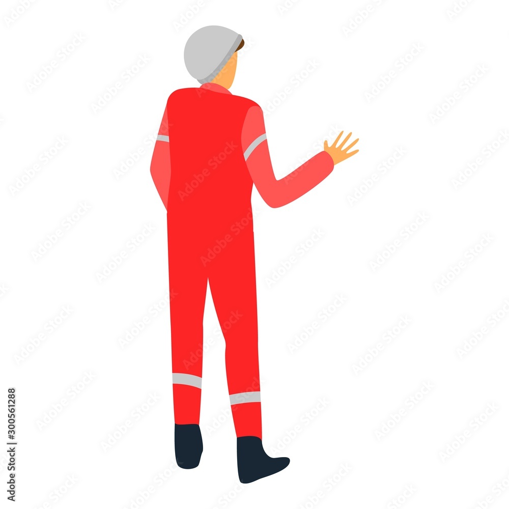 Poster derrick man icon. isometric of derrick man vector icon for web design isolated on white background