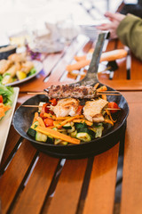 Grilled vegetables and shish kebabs
