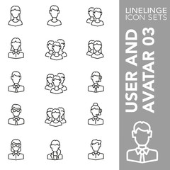 Thin line Icon set of User and Avatar 03. Linelinge are the best pictogram pack unique design for all dimensions and devices. Vector graphic, symbol, logo and website content.