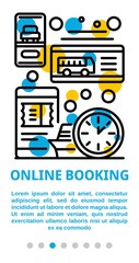 Online booking banner. Outline illustration of online booking vector banner for web design