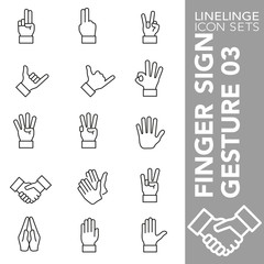 Thin line Icon set of Finger Sign and Hand Gesture 03. Linelinge are the best pictogram pack unique design for all dimensions and devices. Vector graphic, symbol, logo and website content.