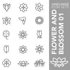 Thin line Icon set of Flower and Blossom 01. Linelinge are the best pictogram pack unique design for all dimensions and devices. Vector graphic, symbol, logo and website content.