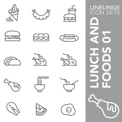 Thin line Icon set of Lunch and Food 01. Linelinge are the best pictogram pack unique design for all dimensions and devices. Vector graphic, symbol, logo and website content.