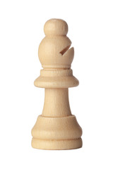 Wooden chess pieces close up isolated on white