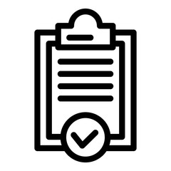 Approved clipboard icon. Outline approved clipboard vector icon for web design isolated on white background