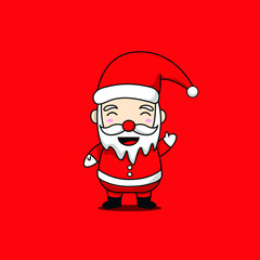 Greeting From Santa Claus Design Vector Mascot Fly in Love. Santa Claus Character Christmas Icon Car