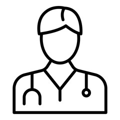 Doctor icon. Outline doctor vector icon for web design isolated on white background
