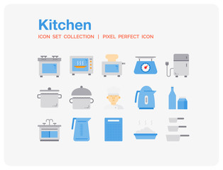Kitchen Icons Set. UI Pixel Perfect Well-crafted Vector Thin Line Icons. The illustrations are a vector.