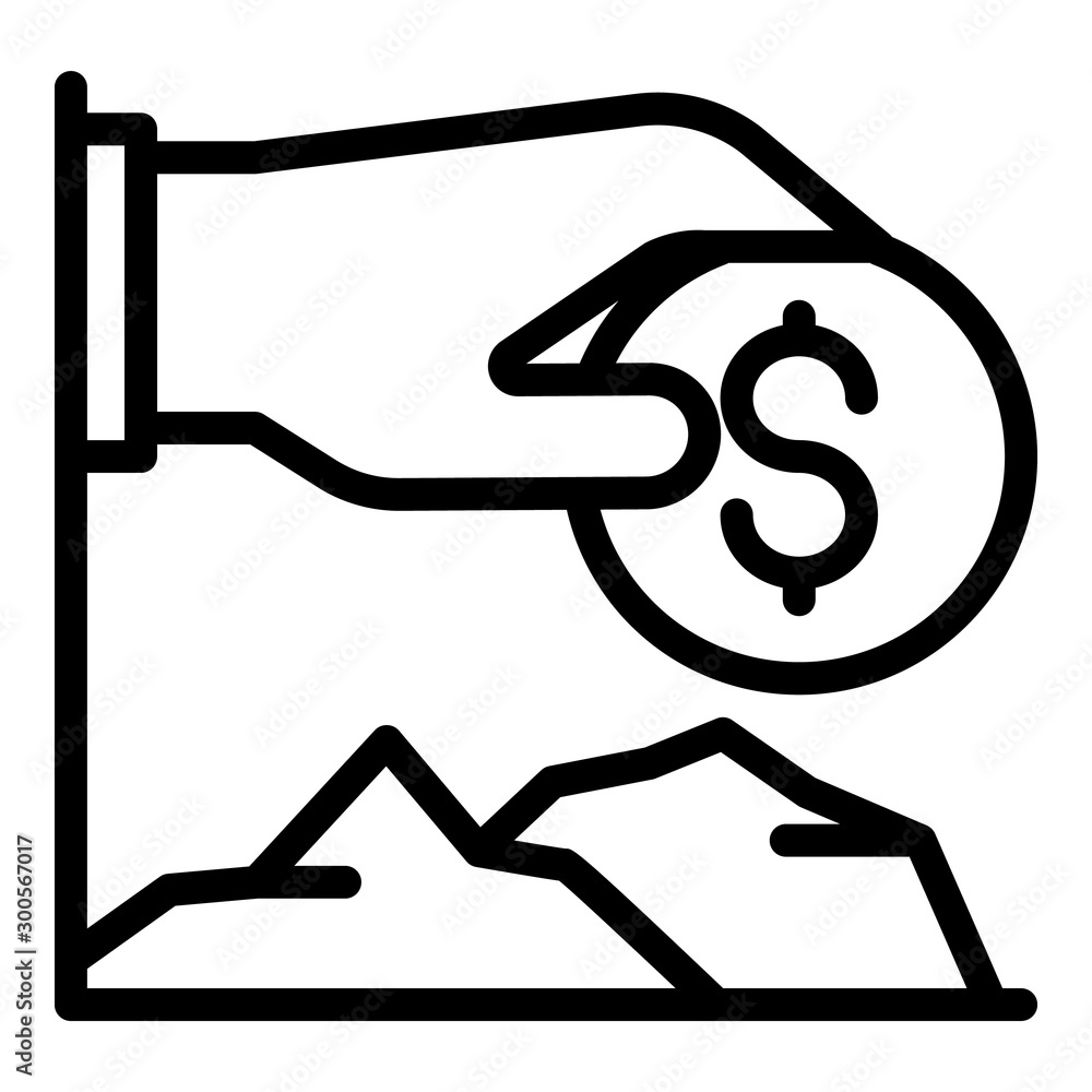 Poster money graph startup icon. outline money graph startup vector icon for web design isolated on white b