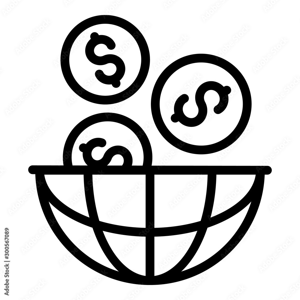 Poster global money startup icon. outline global money startup vector icon for web design isolated on white