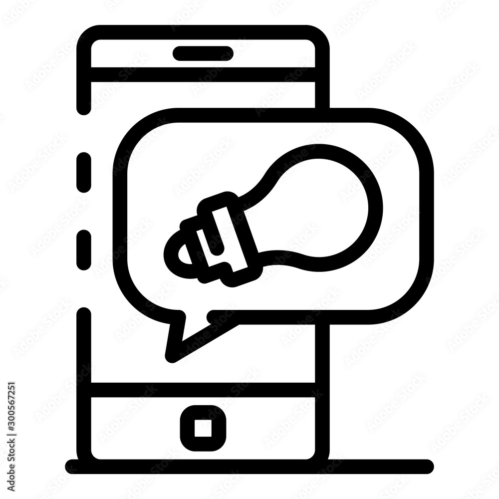 Poster bulb idea smartphone icon. outline bulb idea smartphone vector icon for web design isolated on white