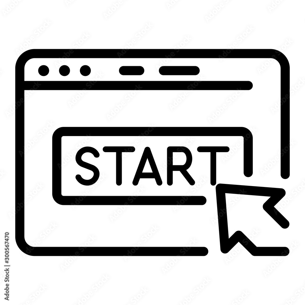 Poster Startup webpage icon. Outline startup webpage vector icon for web design isolated on white background
