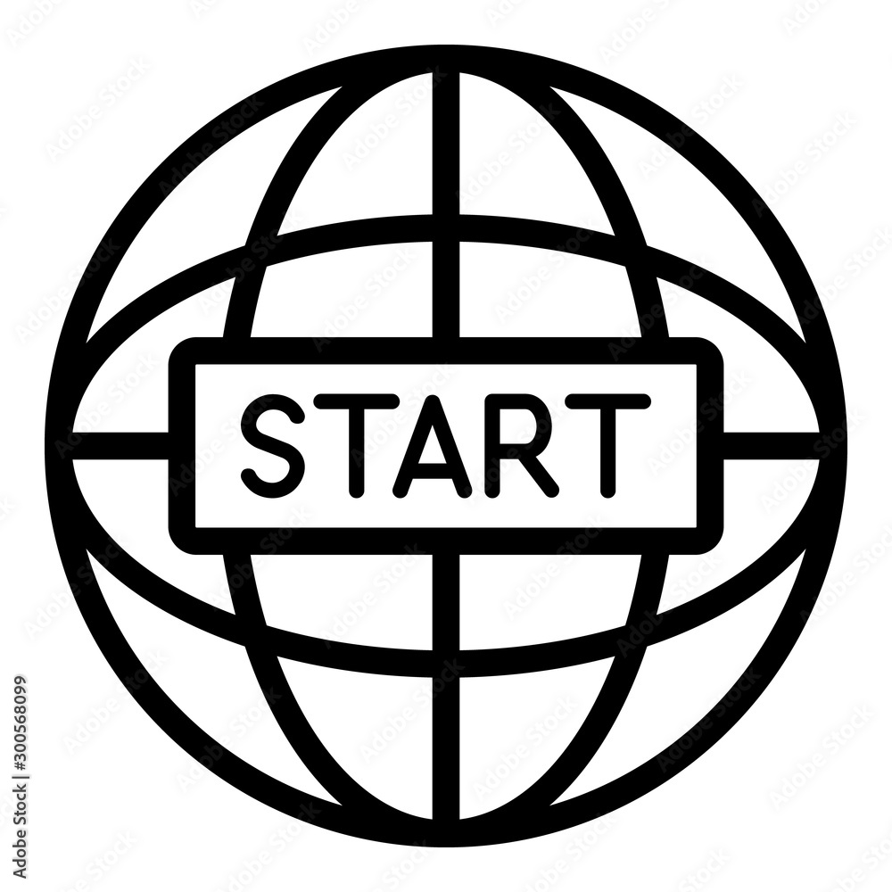 Poster global start project icon. outline global start project vector icon for web design isolated on white