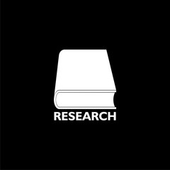 Research with book isolated icon on black background