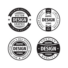 Design graphic badge logo vector set in retro vintage style. Premium quality, limited edition. Emblem template collection.  - 300568673