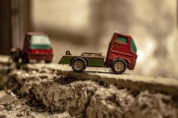 Toy car in Pripyat kindergarden, Chernobyl exclusion zone
