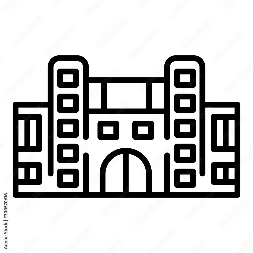 Poster promotion hall building icon. outline promotion hall building vector icon for web design isolated on
