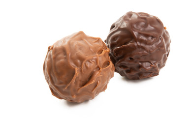 chocolate truffles isolated