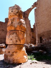 Stacked stones before Temple of Winged Lions in Petra, an UNESCO World Heritage Site in Jordan....