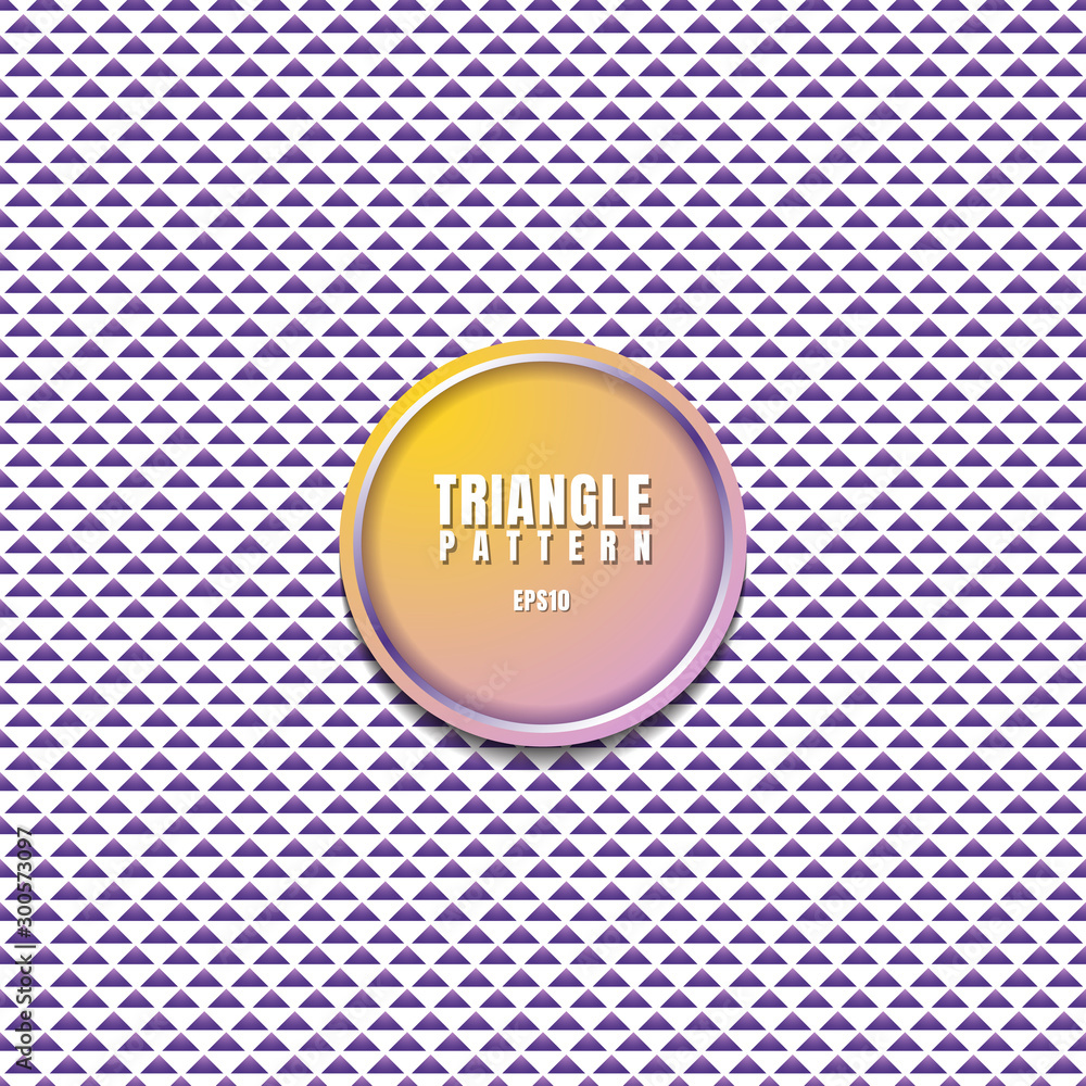 Aufkleber abstract purple triangles pattern on white background with 3d circle frame.