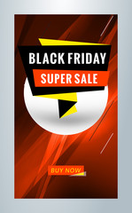 Black Friday Sale promotion. Editable templates for social media stories. Instagram story template with special offer tag. Vector illustration