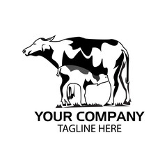 Mother and Child logo, Buffalo icon. flat design. Vector Illustration on white background	