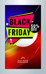 Black Friday Sale promotion. Editable templates for social media stories. Instagram story template with special offer tag. Vector illustration