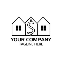 House line logo with dollar, flat design. Vector Illustration on white background