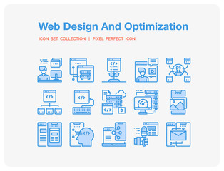 Web Design Icons Set. UI Pixel Perfect Well-crafted Vector Thin Line Icons. The illustrations are a vector.