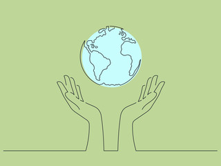 Save the world concept isolated line drawing, vector illustration design. Climate change collection.